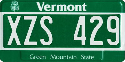 VT license plate XZS429