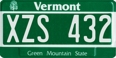 VT license plate XZS432