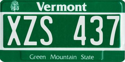 VT license plate XZS437
