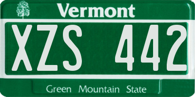 VT license plate XZS442