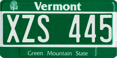 VT license plate XZS445