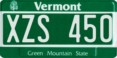 VT license plate XZS450