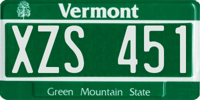 VT license plate XZS451