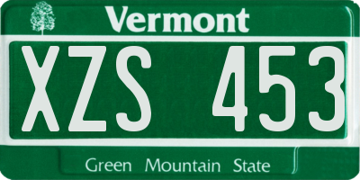 VT license plate XZS453