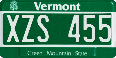 VT license plate XZS455