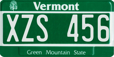 VT license plate XZS456