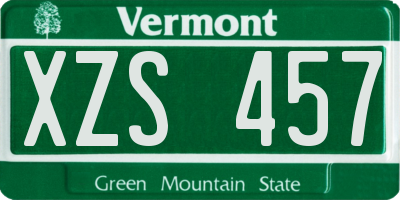 VT license plate XZS457
