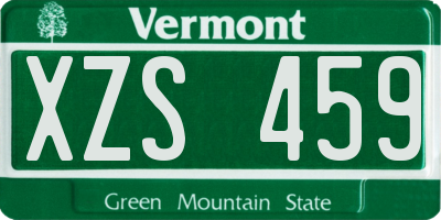 VT license plate XZS459