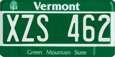 VT license plate XZS462
