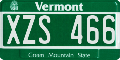 VT license plate XZS466