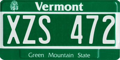 VT license plate XZS472