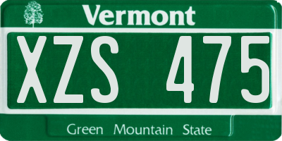 VT license plate XZS475