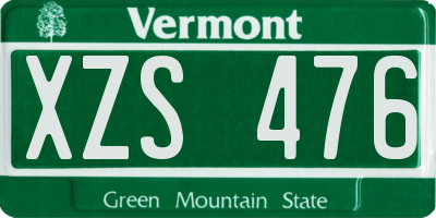 VT license plate XZS476