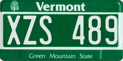 VT license plate XZS489