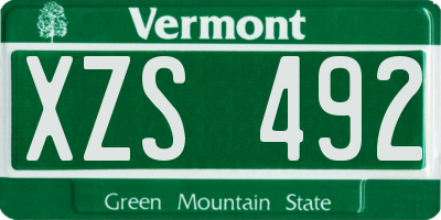 VT license plate XZS492