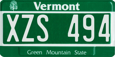 VT license plate XZS494