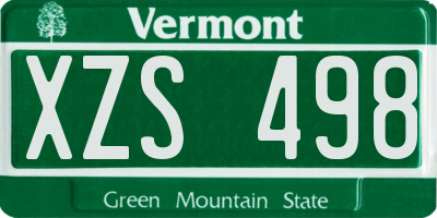 VT license plate XZS498