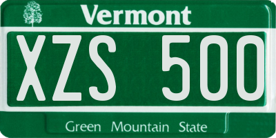 VT license plate XZS500