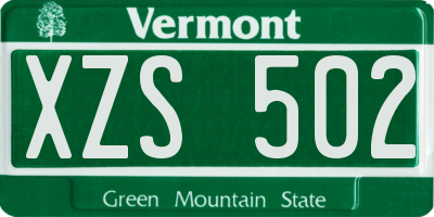 VT license plate XZS502
