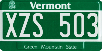 VT license plate XZS503