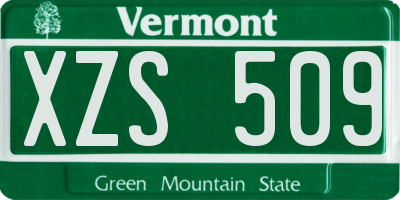 VT license plate XZS509