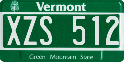 VT license plate XZS512