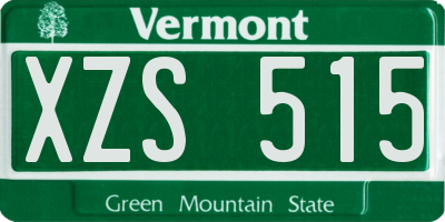 VT license plate XZS515