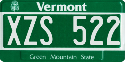 VT license plate XZS522