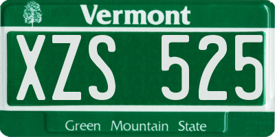 VT license plate XZS525