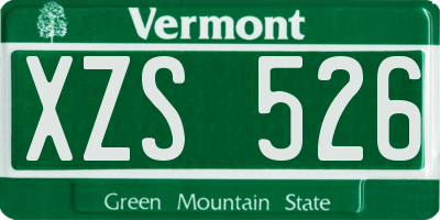 VT license plate XZS526