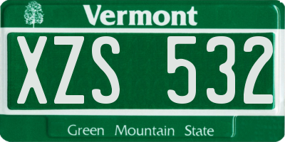 VT license plate XZS532