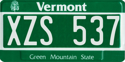 VT license plate XZS537