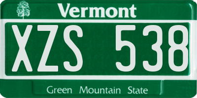 VT license plate XZS538