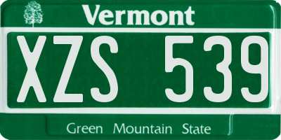 VT license plate XZS539