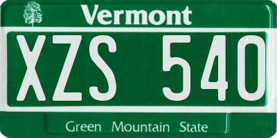 VT license plate XZS540