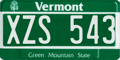 VT license plate XZS543