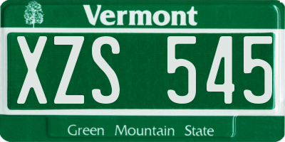 VT license plate XZS545