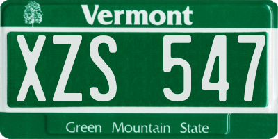 VT license plate XZS547