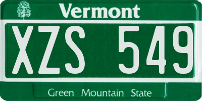 VT license plate XZS549