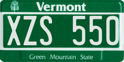 VT license plate XZS550