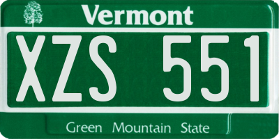 VT license plate XZS551