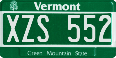 VT license plate XZS552