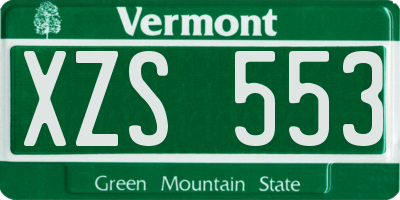 VT license plate XZS553