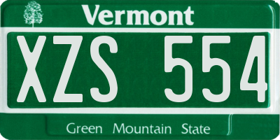 VT license plate XZS554
