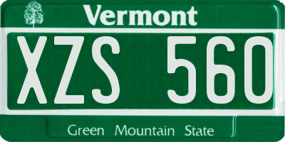 VT license plate XZS560