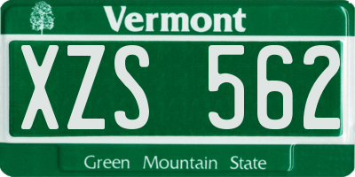 VT license plate XZS562