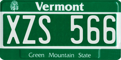 VT license plate XZS566