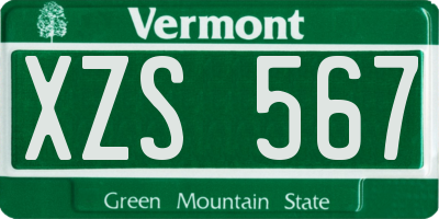 VT license plate XZS567