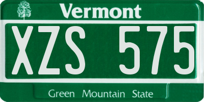 VT license plate XZS575