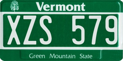 VT license plate XZS579